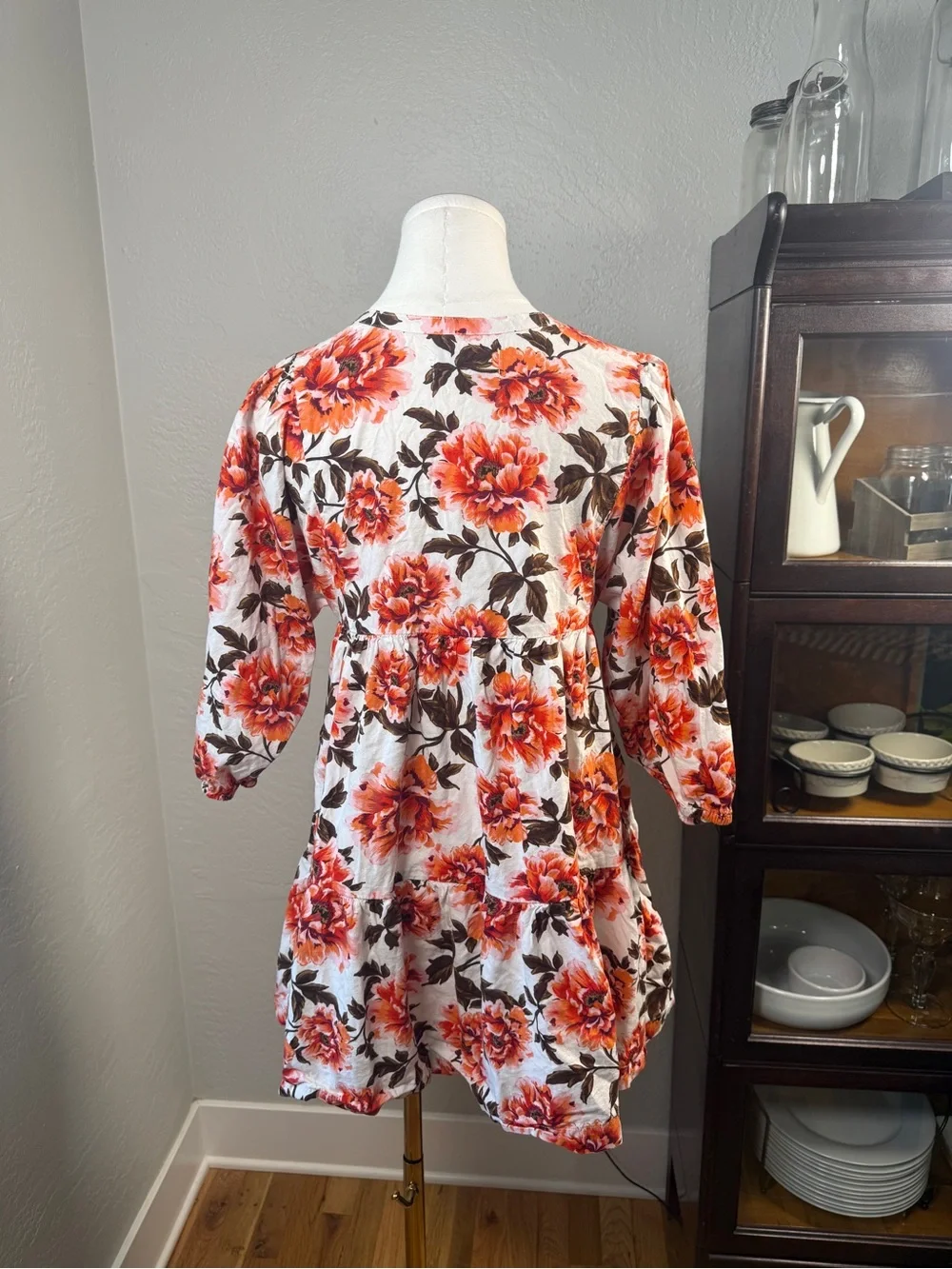 Old Navy Girls Floral Tiered Dress Large 10-12 Cotton Rayon Boho Fall